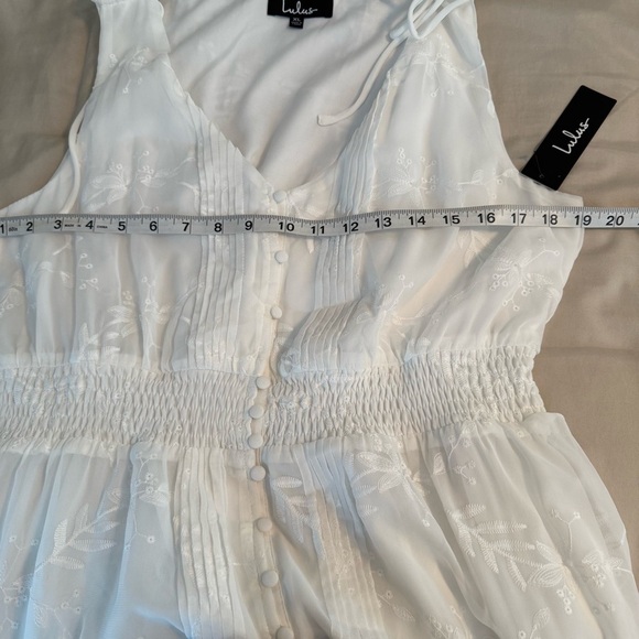 Lulus Time Well Spent White Maxi Dress Sz XL Embroidered Button Front Sleeveless - Picture 12 of 16